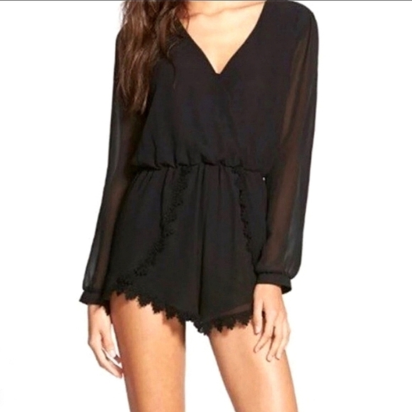 ASTR the Label Black Lace Trim Romper size xs - Picture 2 of 8